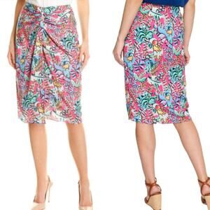 J. McLaughlin Blakely Rose Freshfield Twist Knot Pencil Skirt‎ Floral Size 0 NWT